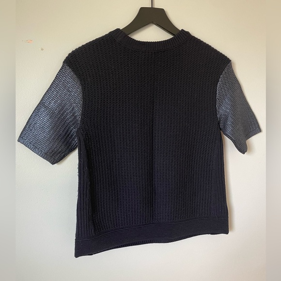 Tory Burch Metallic Blue Merino Wool Sweater - Picture 4 of 7